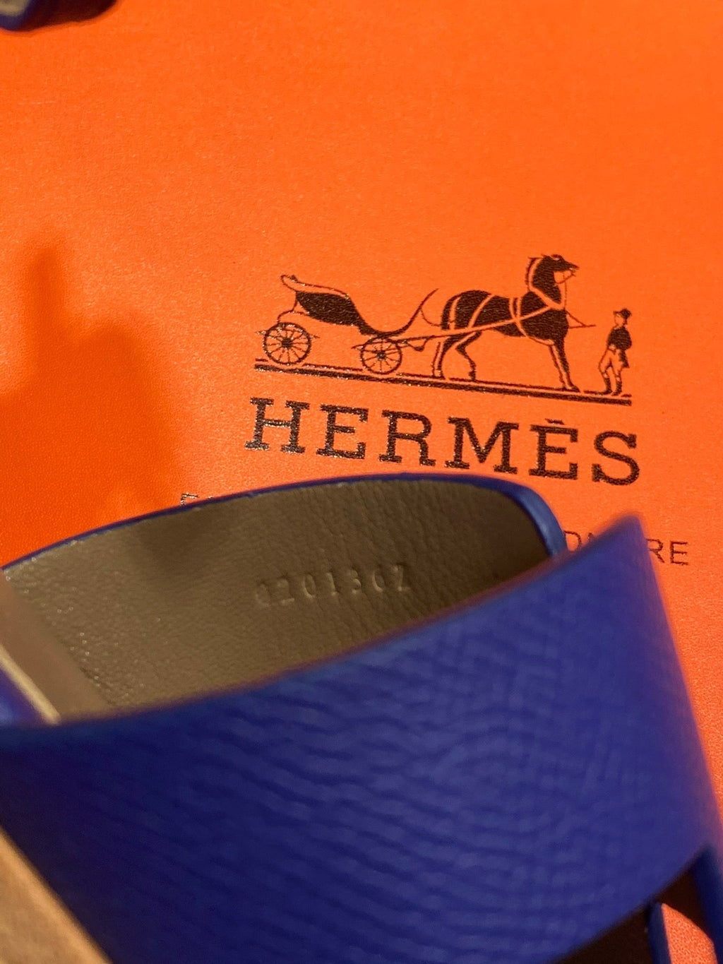 HERMES SANTORINI SANDAL AZURE CALFSKIN