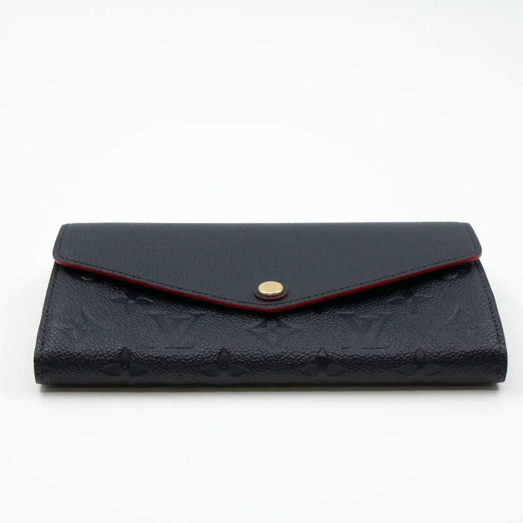 LOUIS VUITTON LV SARAH WALLET MONOGRAM EMPREINTE LEATHER 19CM BLACK RED