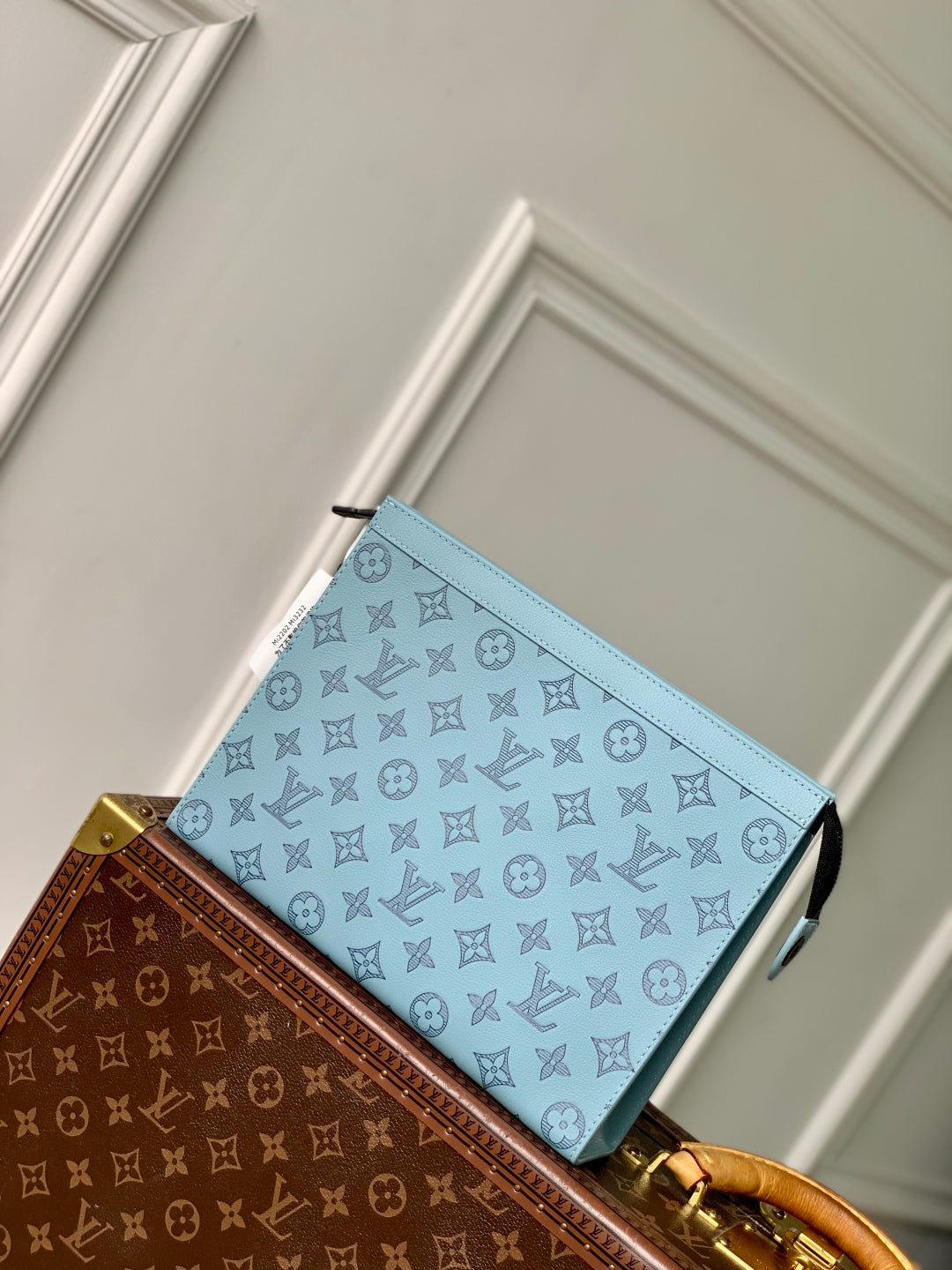 LOUIS VUITTON POCHETTE VOYAGE 26 IN SKY BLUE MONOGRAM ECLIPSE CALFSKIN