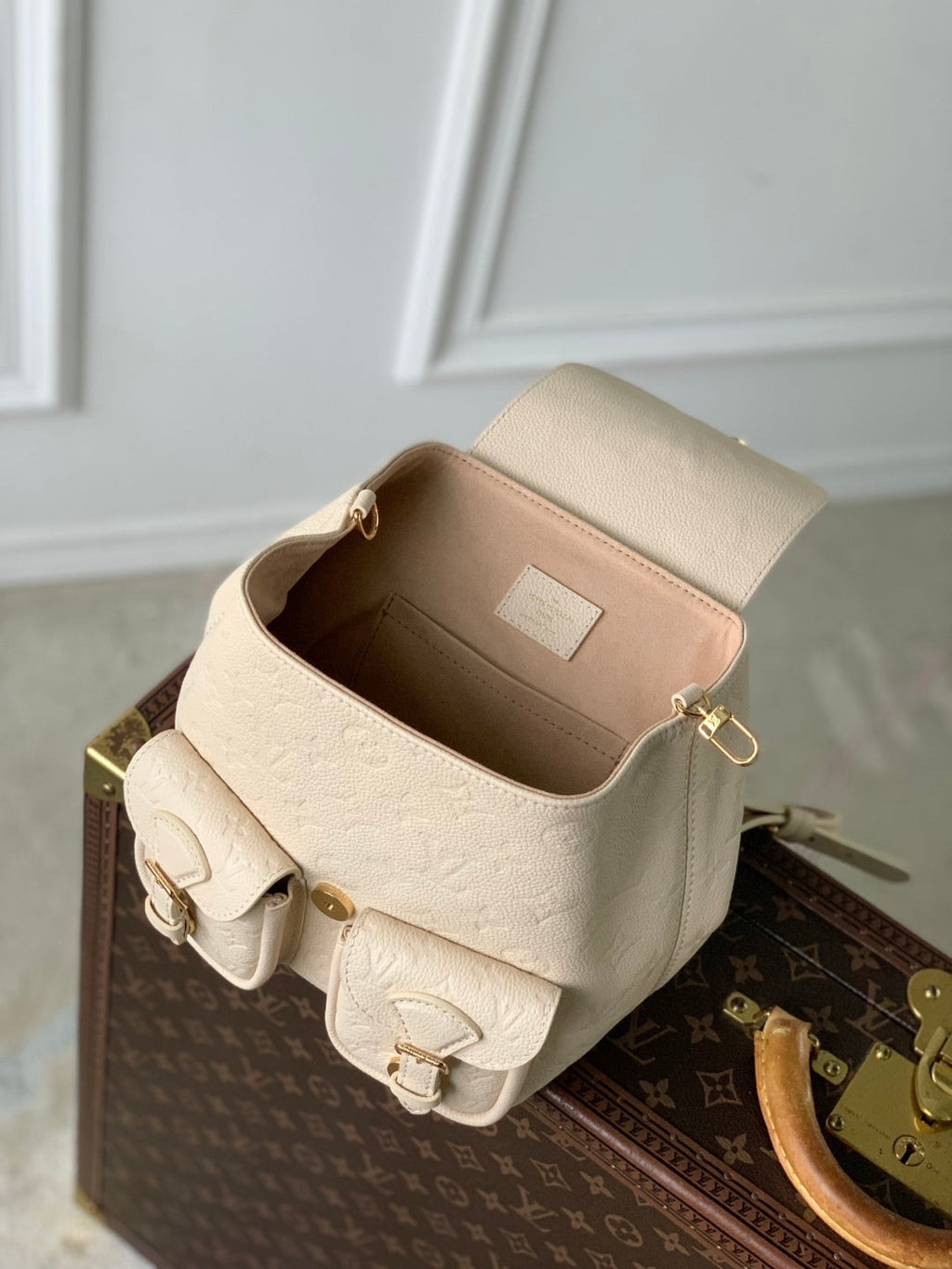 LOUIS VUITTON BACKUP BACKPACK 22 IN CREAM MONOGRAM EMPREINTE LEATHER
