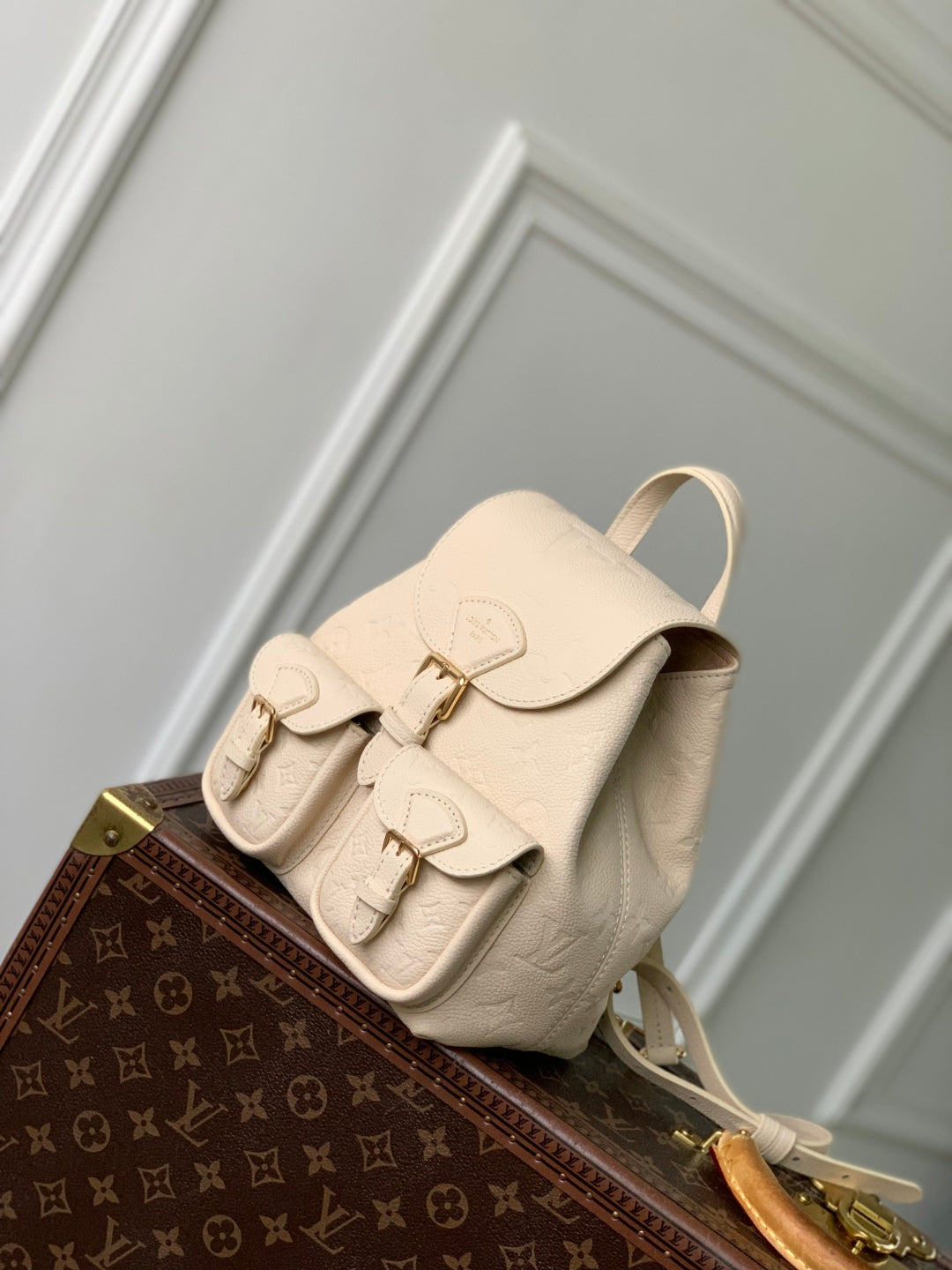 LOUIS VUITTON BACKUP BACKPACK 22 IN CREAM MONOGRAM EMPREINTE LEATHER