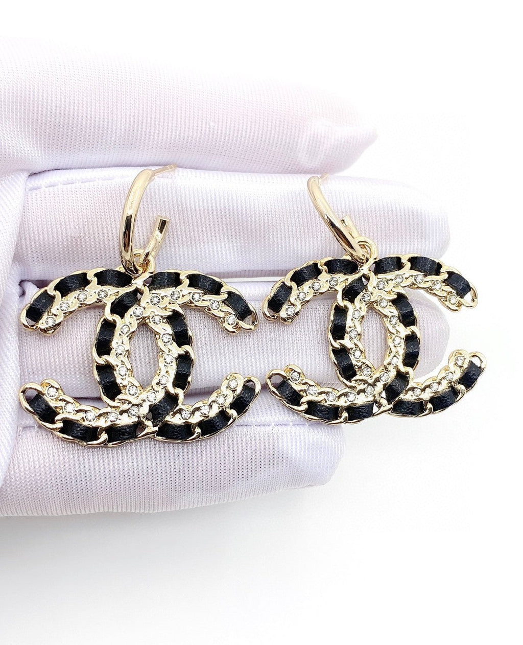 18K  Chanel Leather Earrings