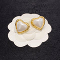 18K  Chanel Heart Pearl Earrings