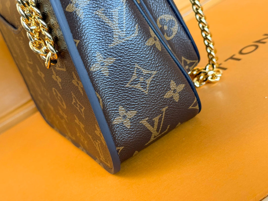 LOUIS VUITTON LV 25S CHAIN BAG 24 IN BROWN MONOGRAM CANVAS GOLD HARDWARE
