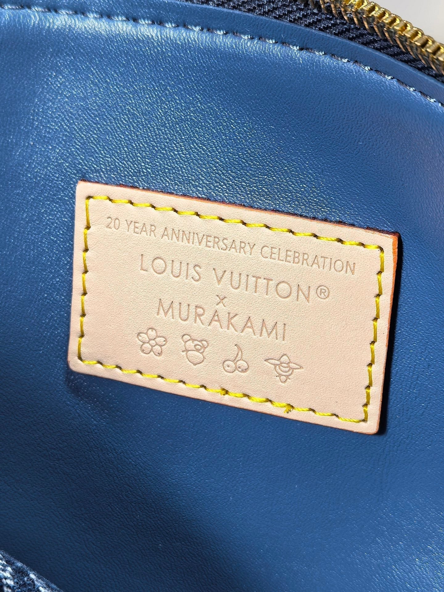 LOUIS VUITTON LV 25S COUSSIN BAG 26 IN DARK BLUE DENIM MONOGRAM CHERRY GOLD HARDWARE