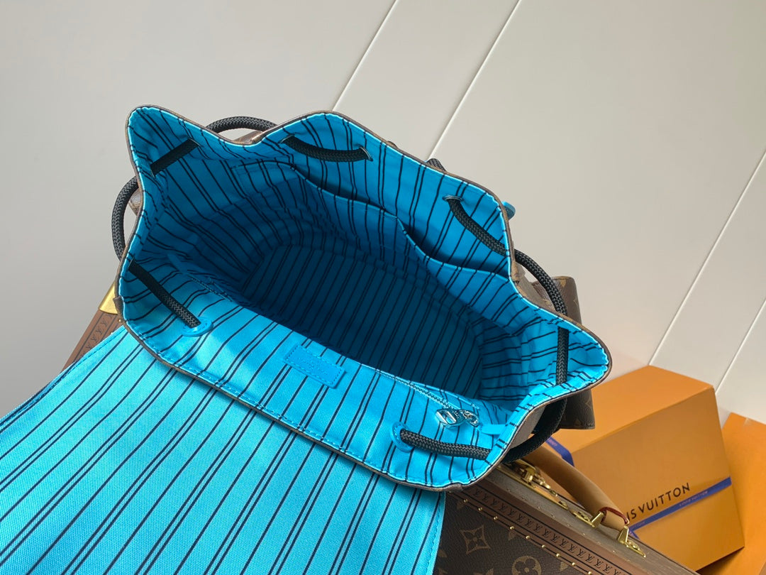 LOUIS VUITTON LV 25S CHRISTOPHER BACKPACK 48 IN BROWN AND CAPRI BLUE CANVAS MONOGRAM