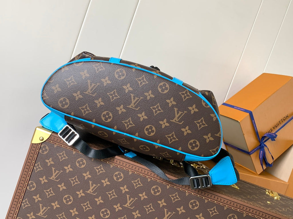 LOUIS VUITTON LV 25S CHRISTOPHER BACKPACK 48 IN BROWN AND CAPRI BLUE CANVAS MONOGRAM