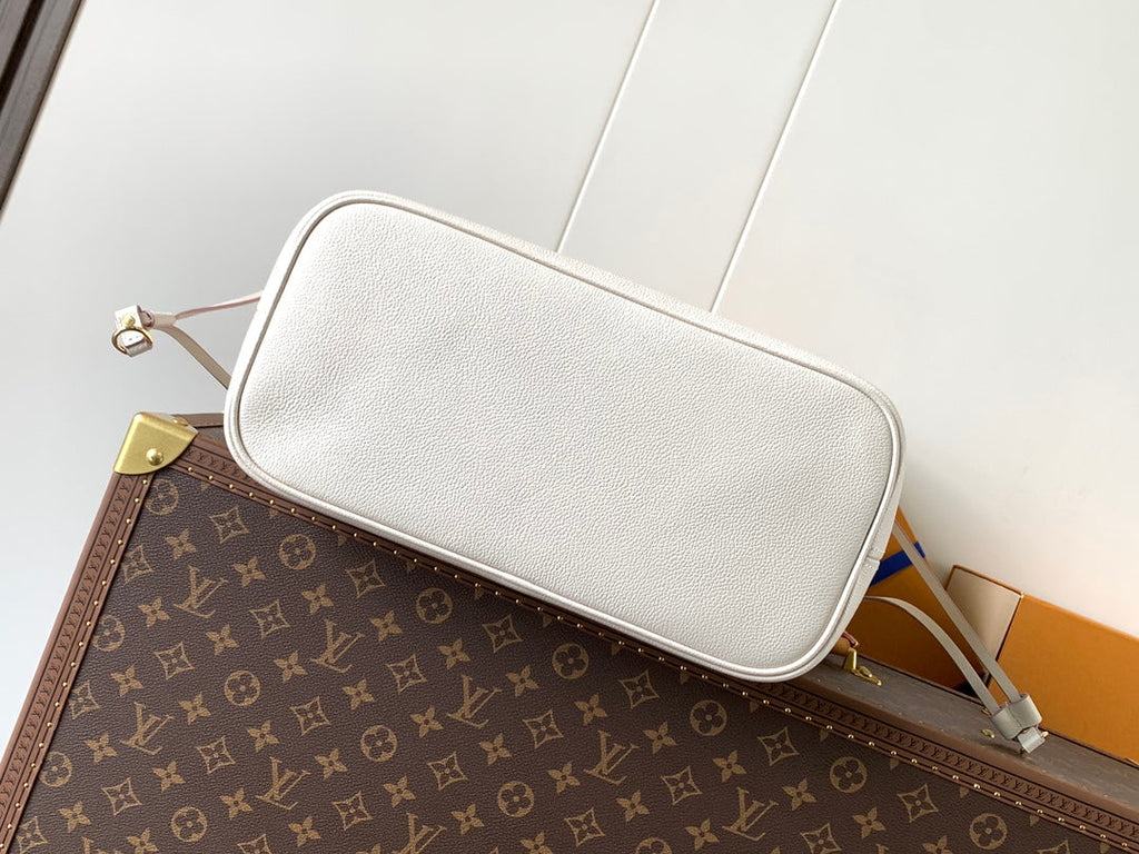 LOUIS VUITTON NEVERFULL MM TOTE BAG 32 IN WHITE MIX PINK CALFSKIN